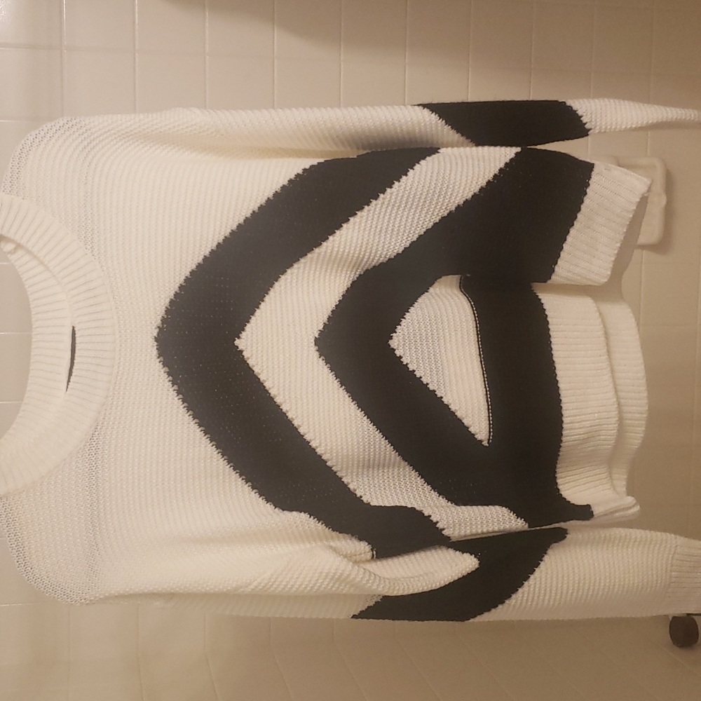 Black and white knit sweater